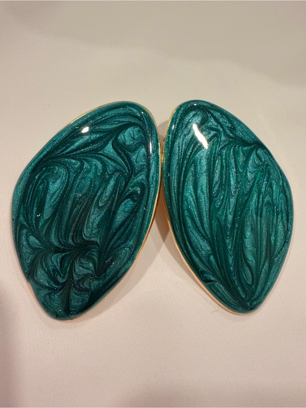 Teal Marble Statement Earrings - Women Jewelry - Picture 4 of 5